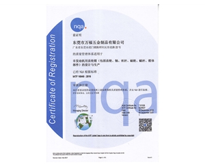 IATF证书中文板